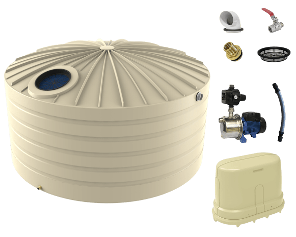 10000L Squat Water Tank with Garden Water Pump Package