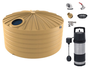 10000L Squat Poly Water Tank with Submersible Pump Package
